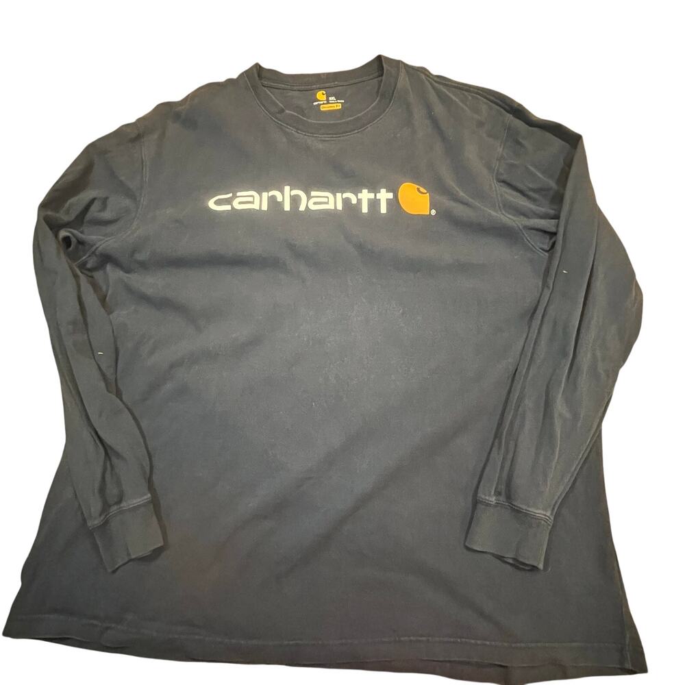 Carhartt Long Sleeve T Shirt Mens 3XL Blue Logo Graphic Workwear Streetwear